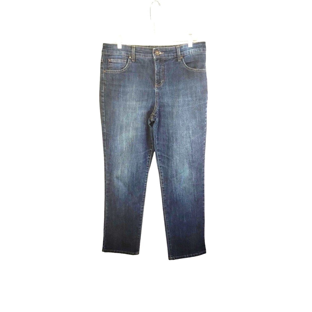 Bandolino Jeans Women's 12P Mandie Zip Straight Leg 5 Pocket Stretch Medium Wash